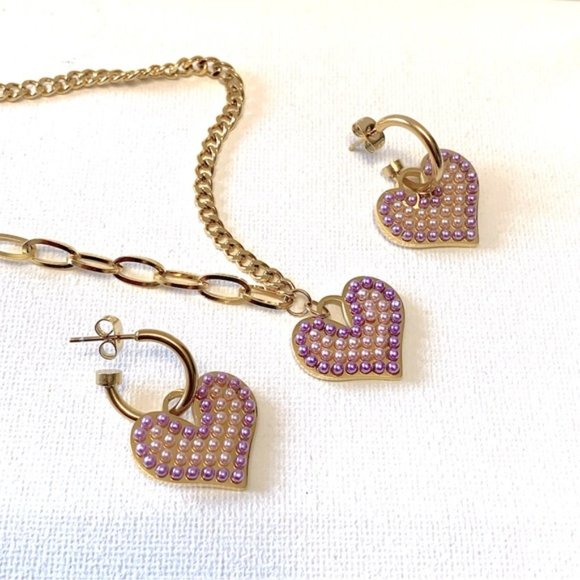 925 Sterling Silver Blue Crystal Heart Pendant Set - Picture 5 of 10